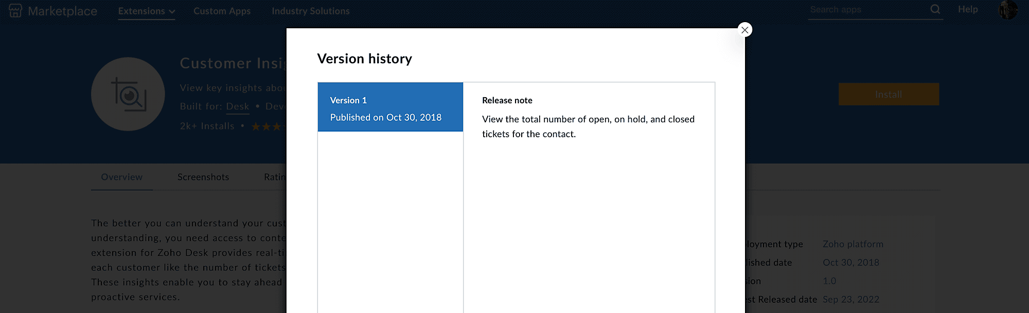 version history