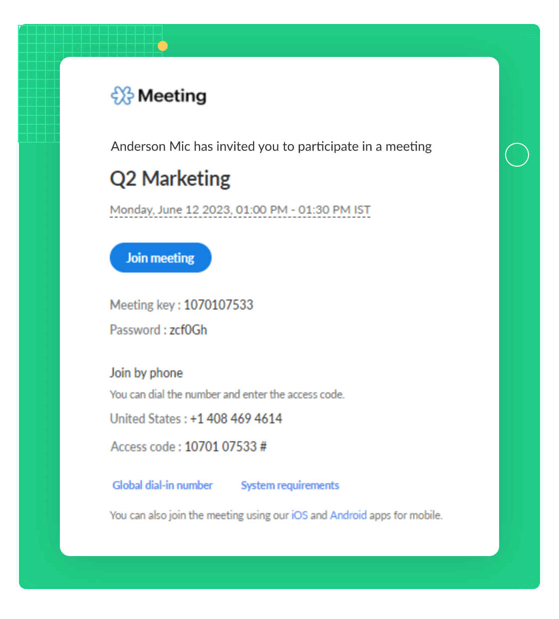 virtual meeting invite