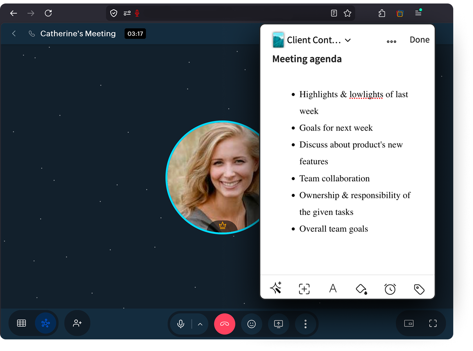 Creating a note inside the browser extension