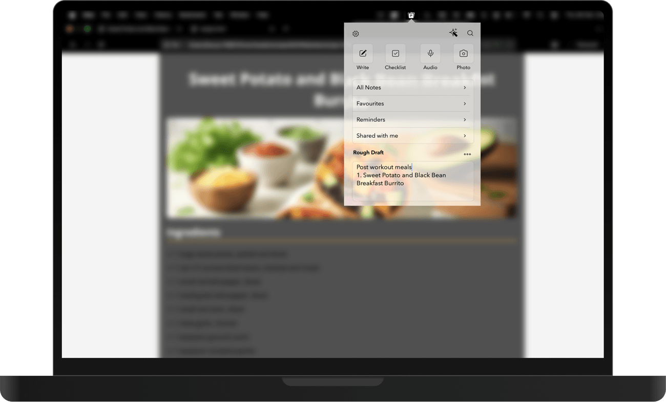 Capture quick notes from the Menu Bar