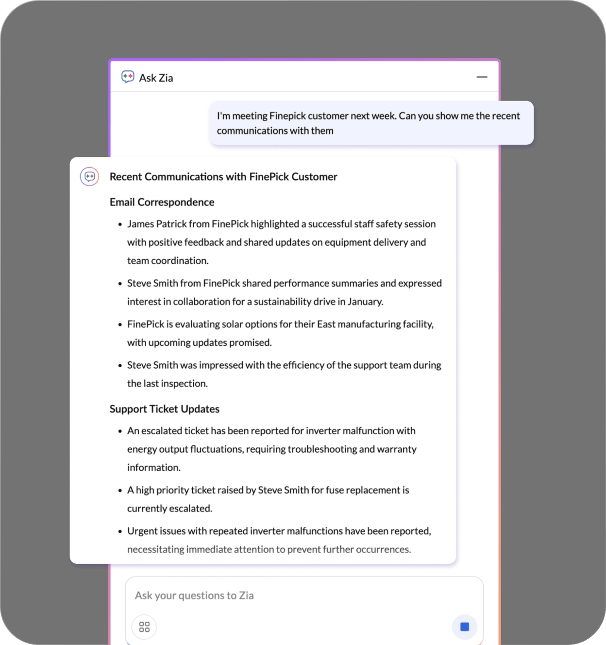 Zia Hubs interface mockup