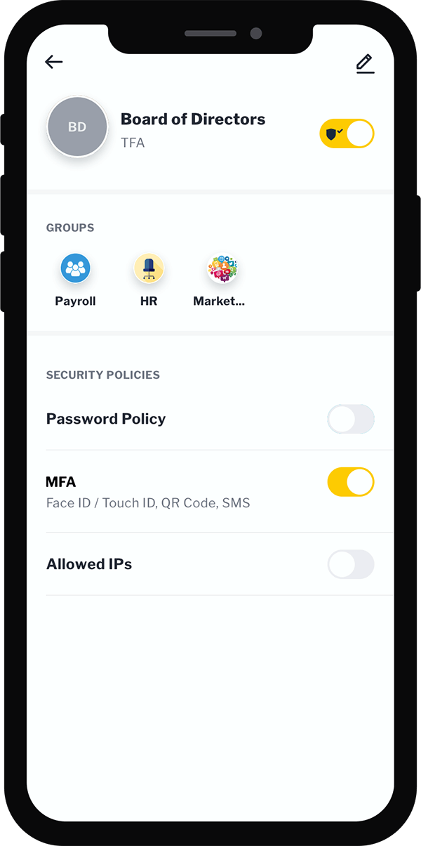 Customizable security policies