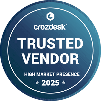 crozdesk trusted vendor high market presence 2025, rated 4.4 out of 5
