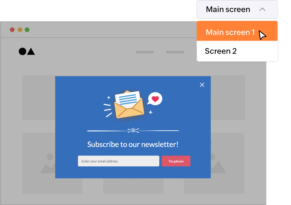 Multi-screen pop-ups for lead-gen