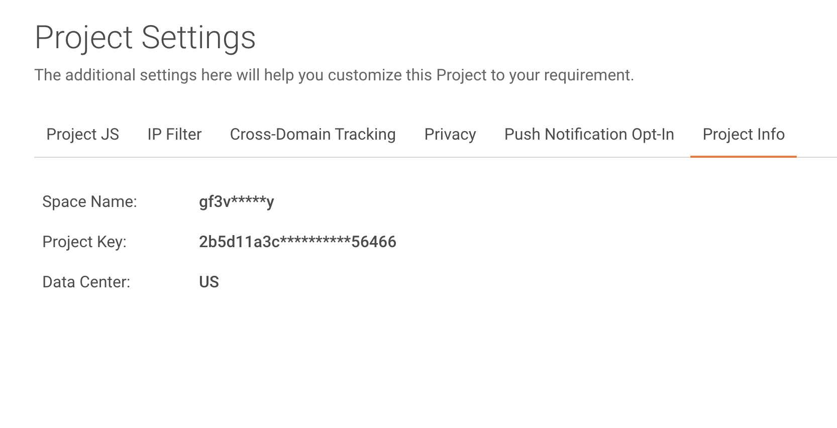 Project settings in PageSense