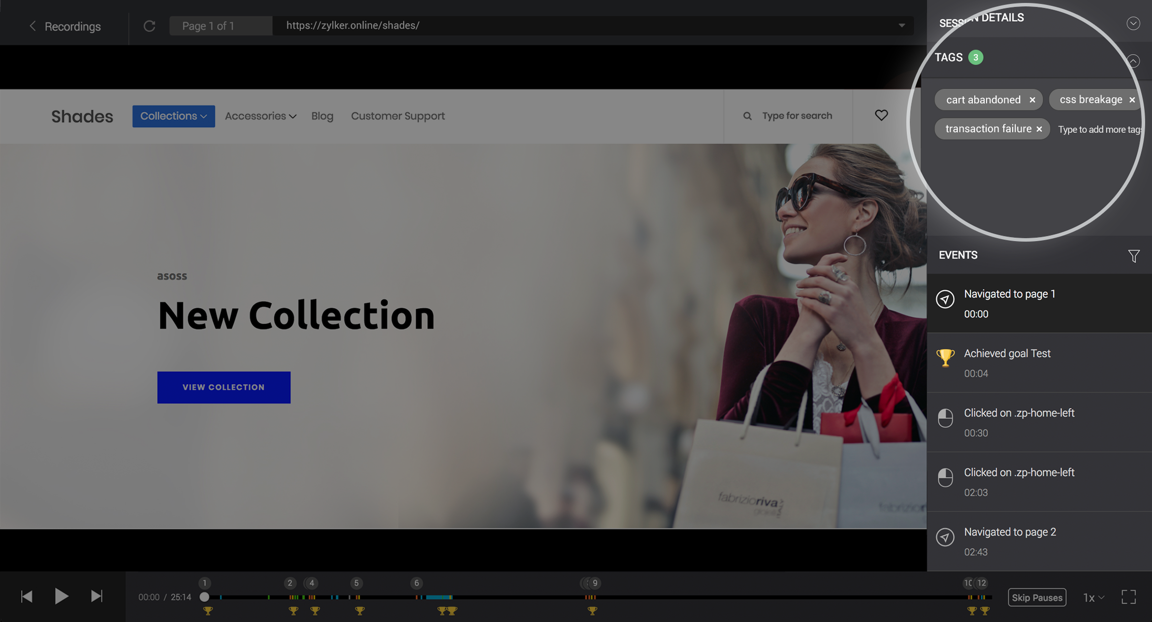 Tagging Session Recordings in Zoho PageSense