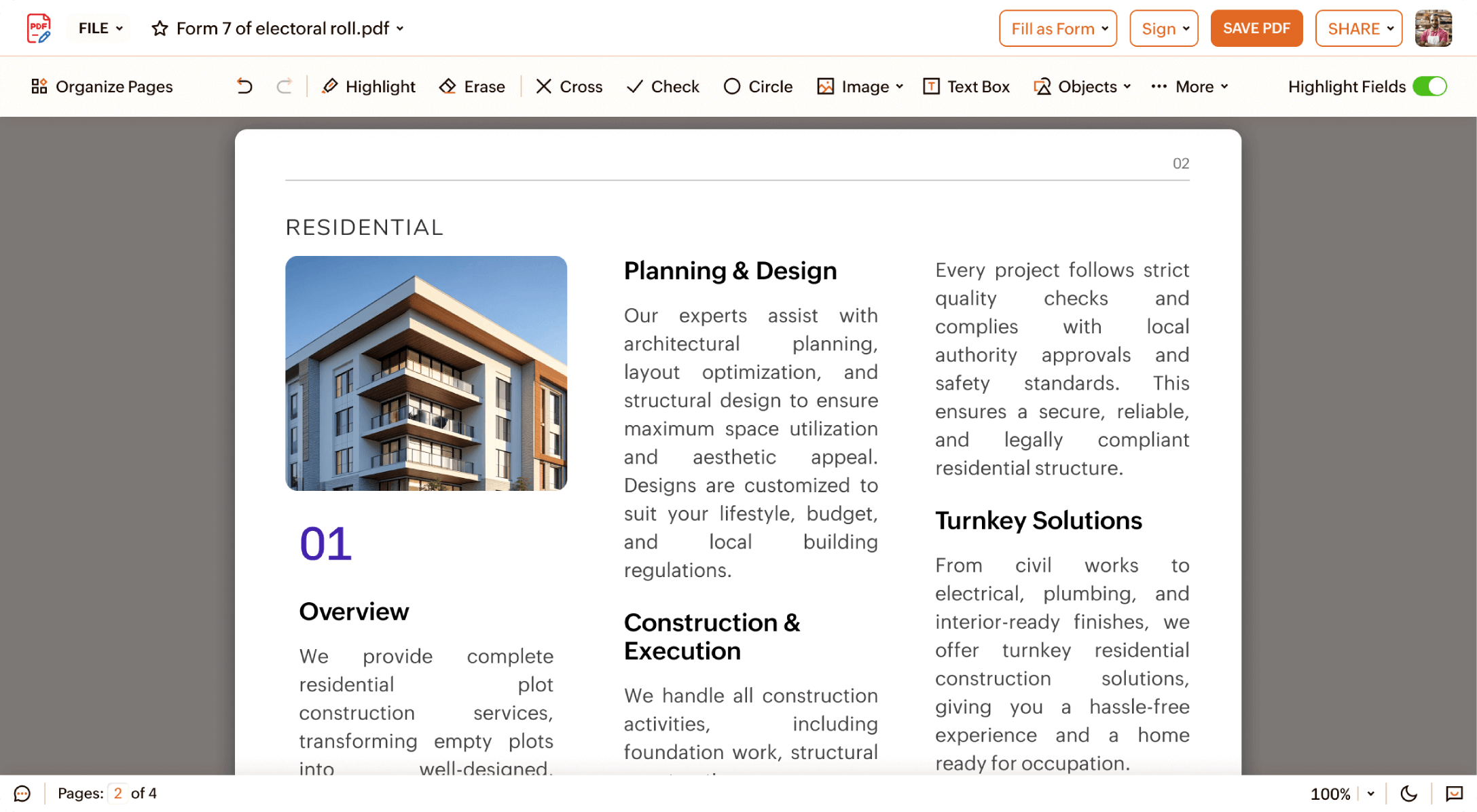 Zoho PDF Editor Interface