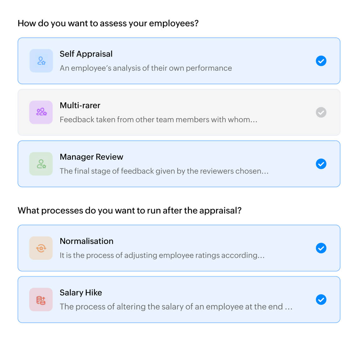 Customize performance appraisals