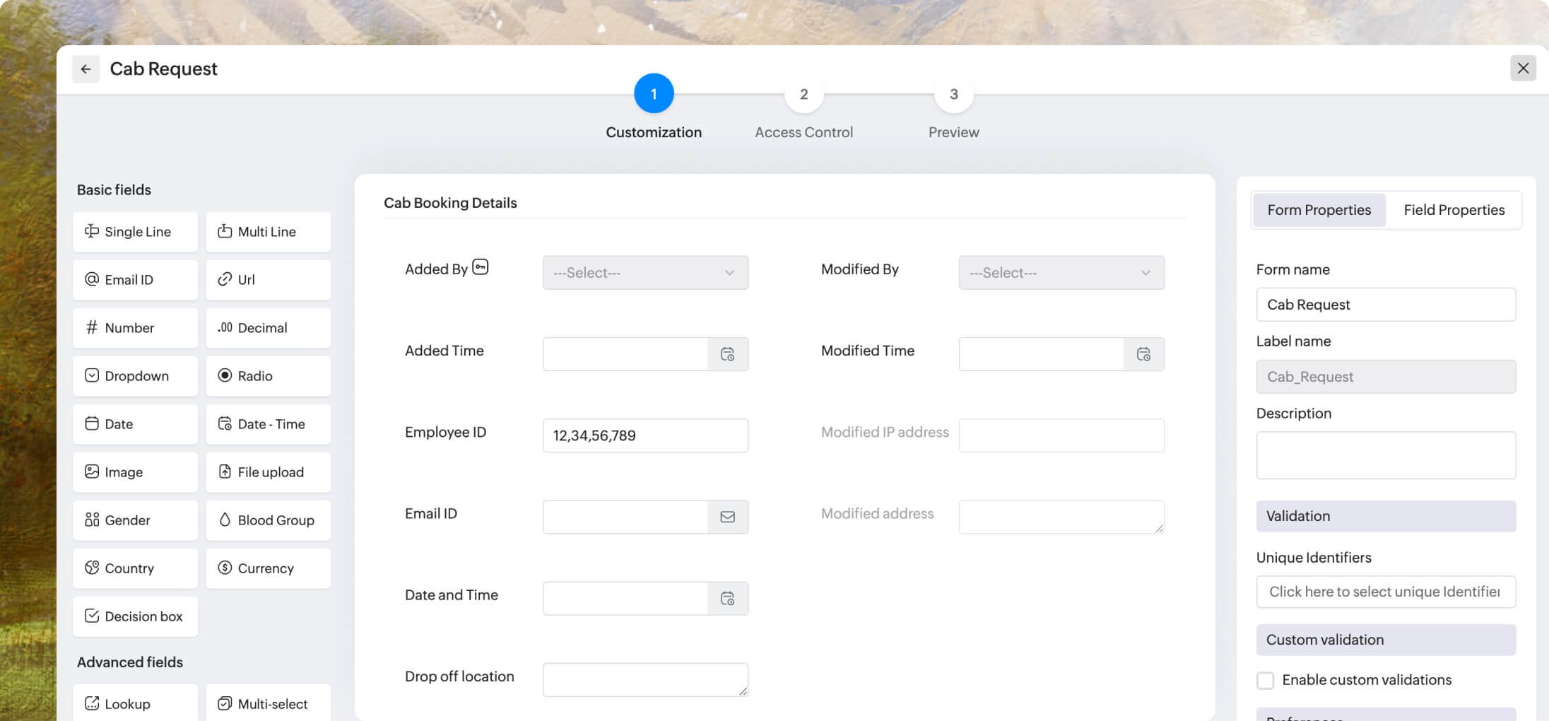 Form customization