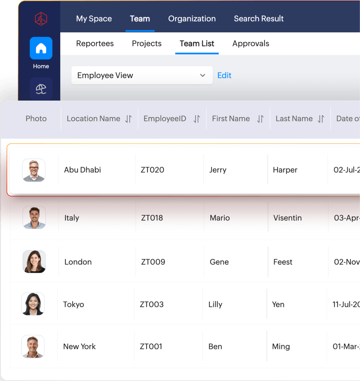 Multi-country HR management screenshot