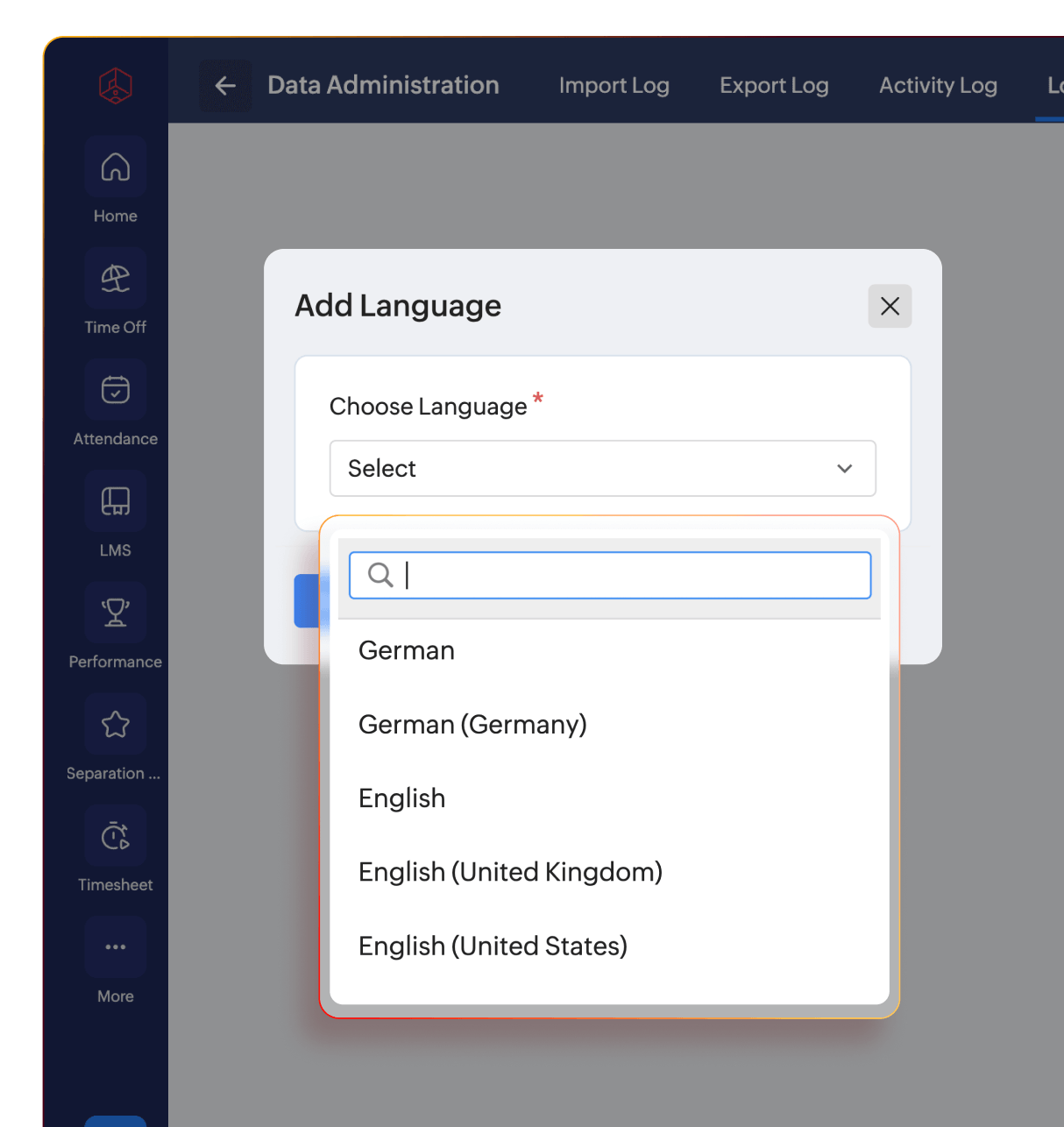 Multi-language support screenshot