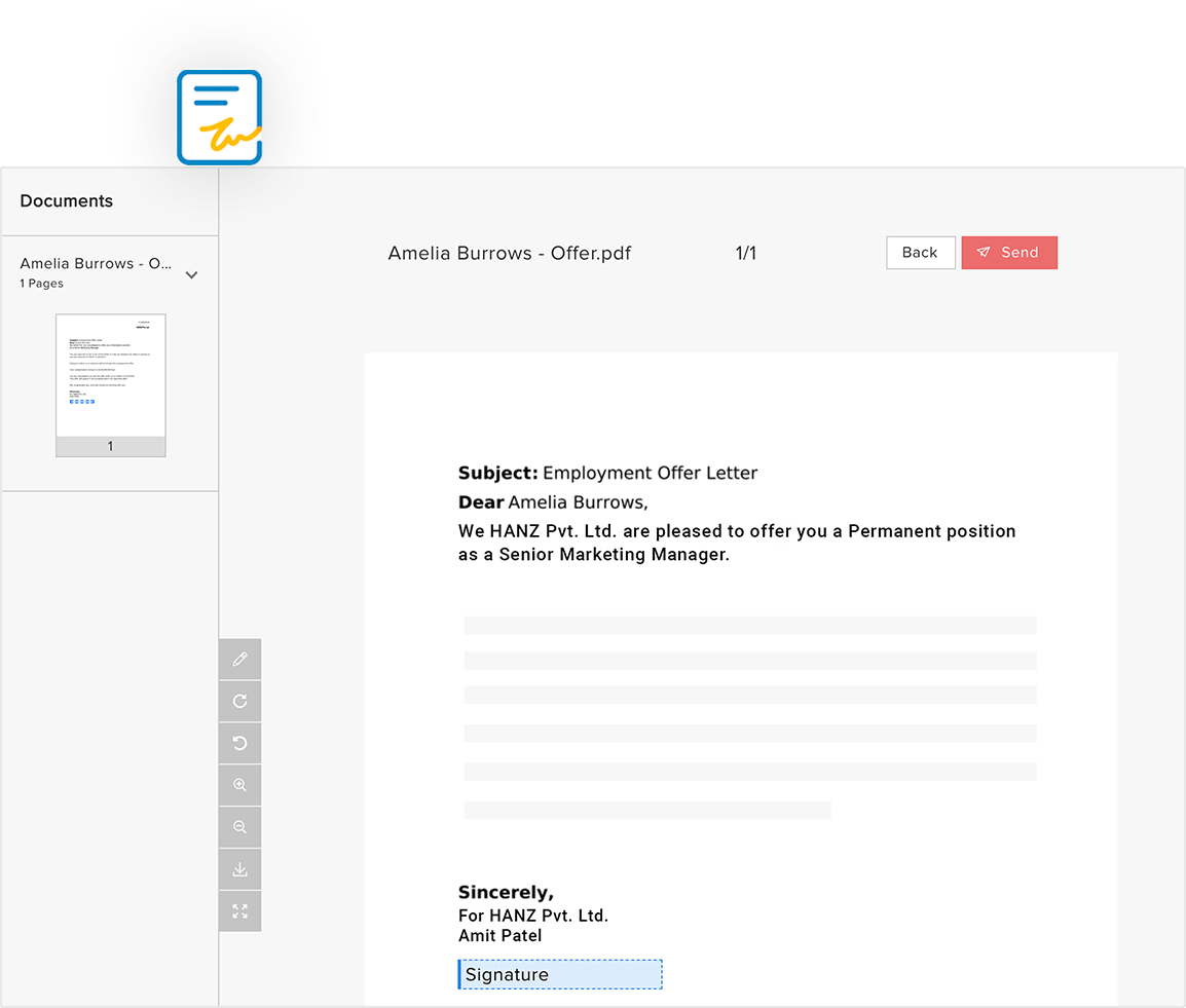 Offer letter management