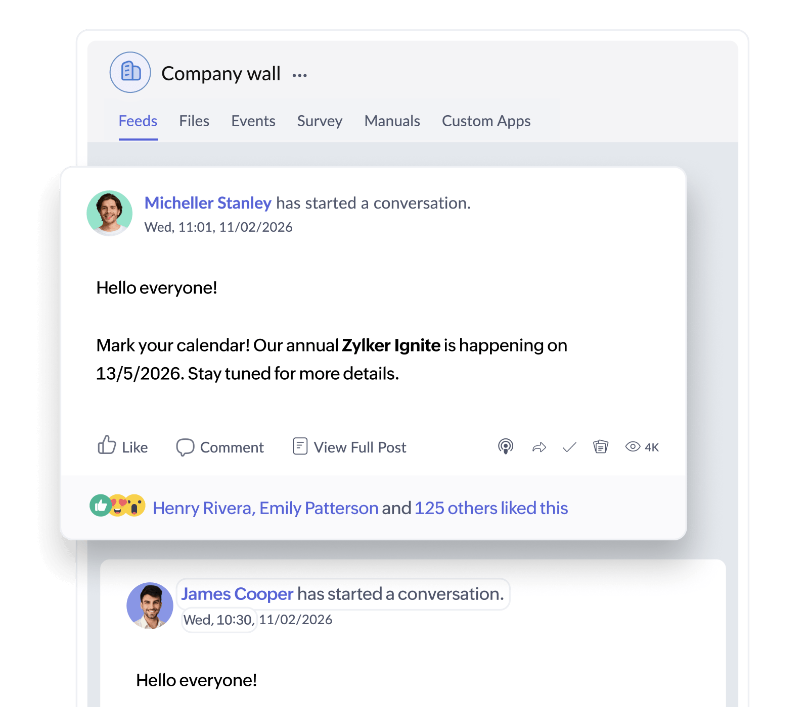 Social wall feature screenshot
