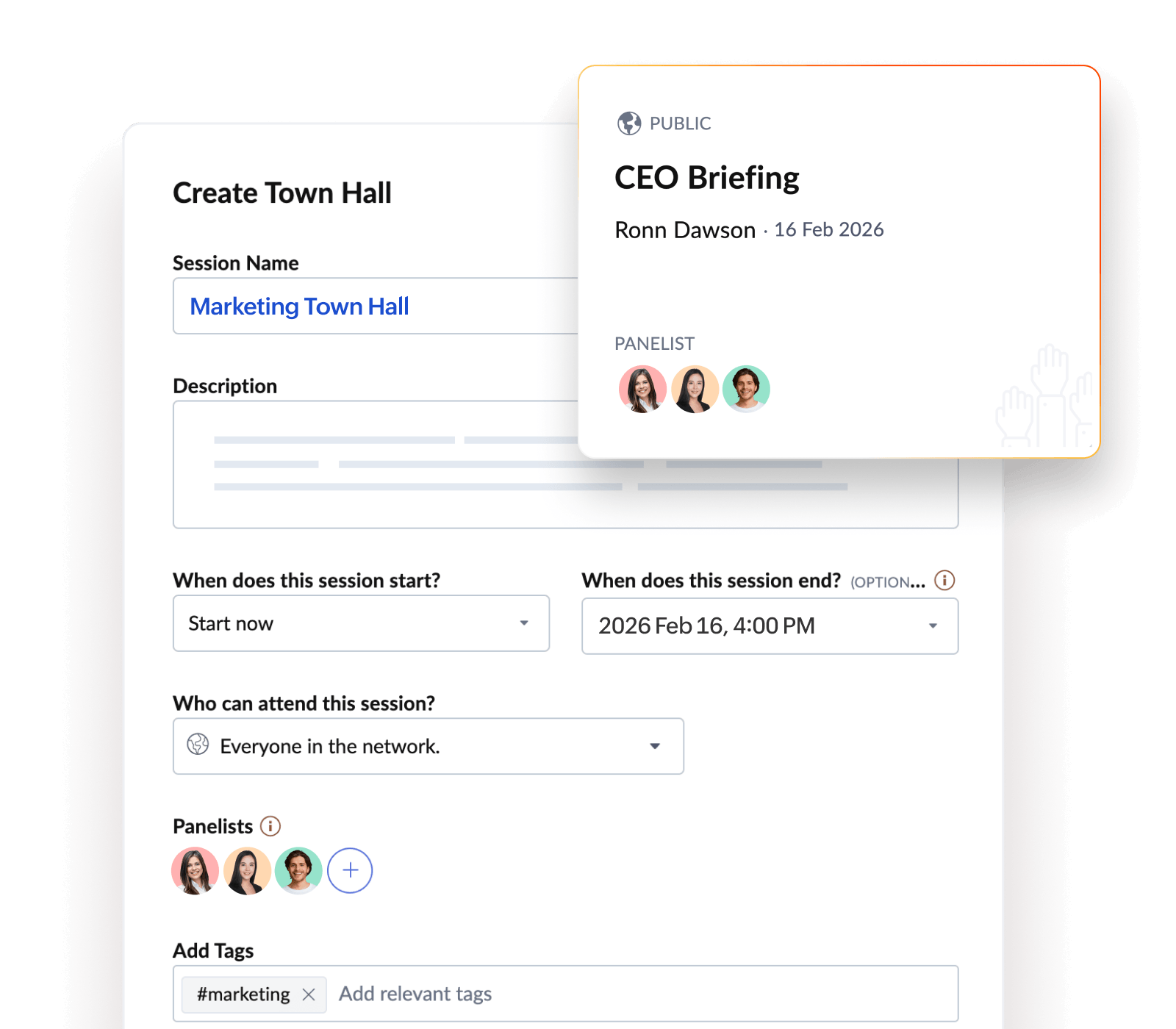 Town halls feature screenshot