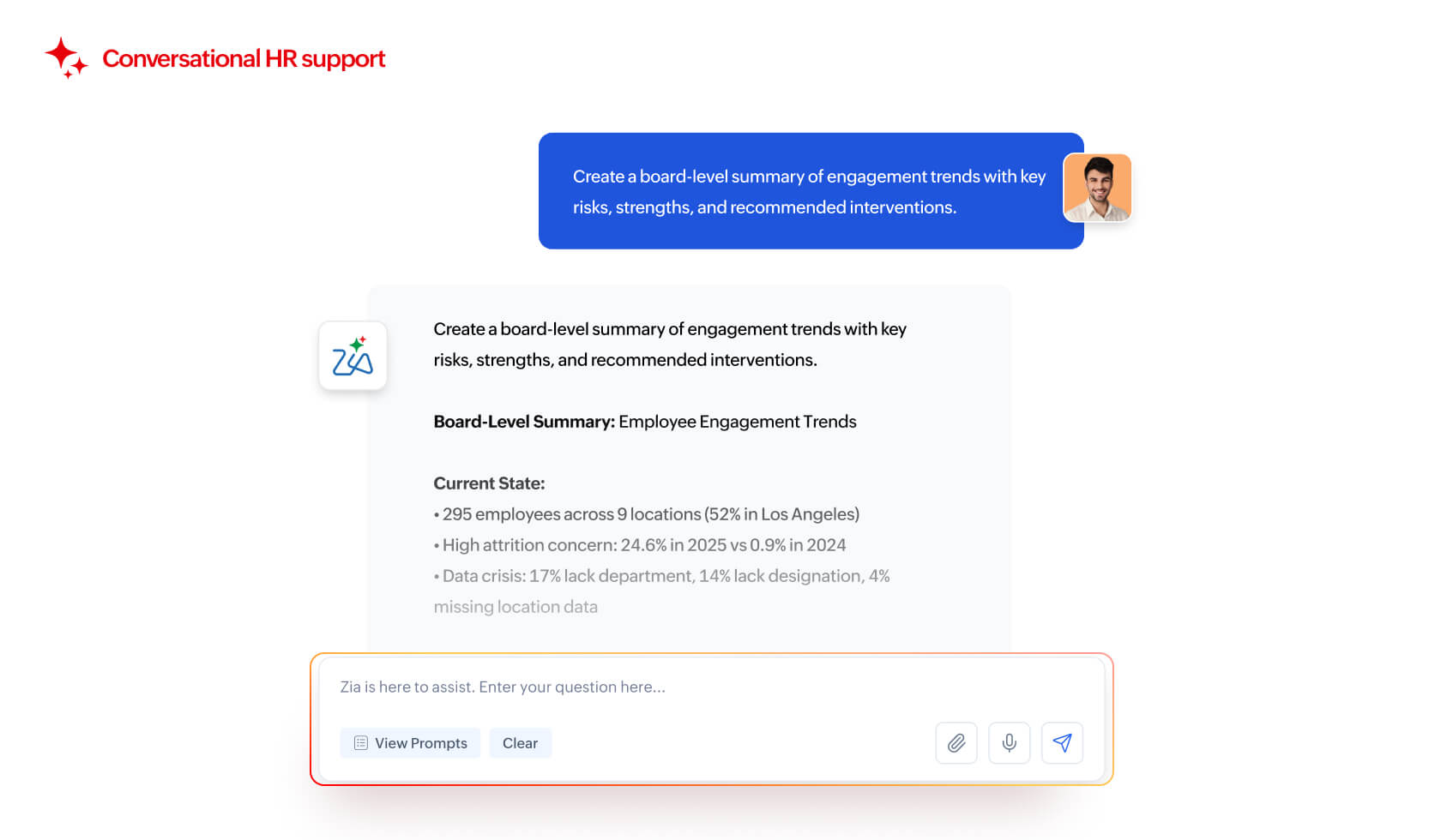 AI-assisted HR support in Zoho People Plus