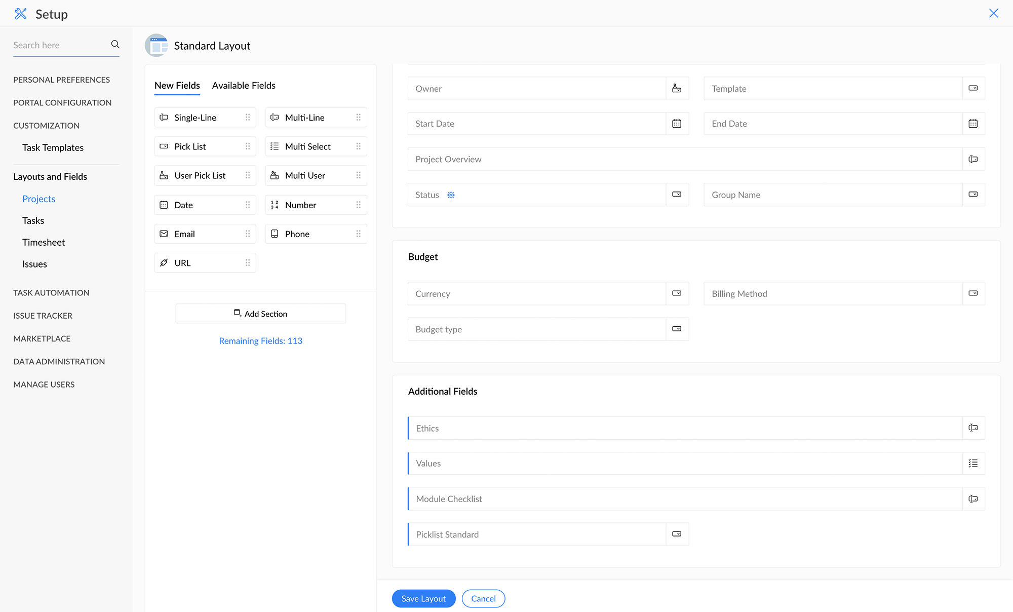 Custom fields