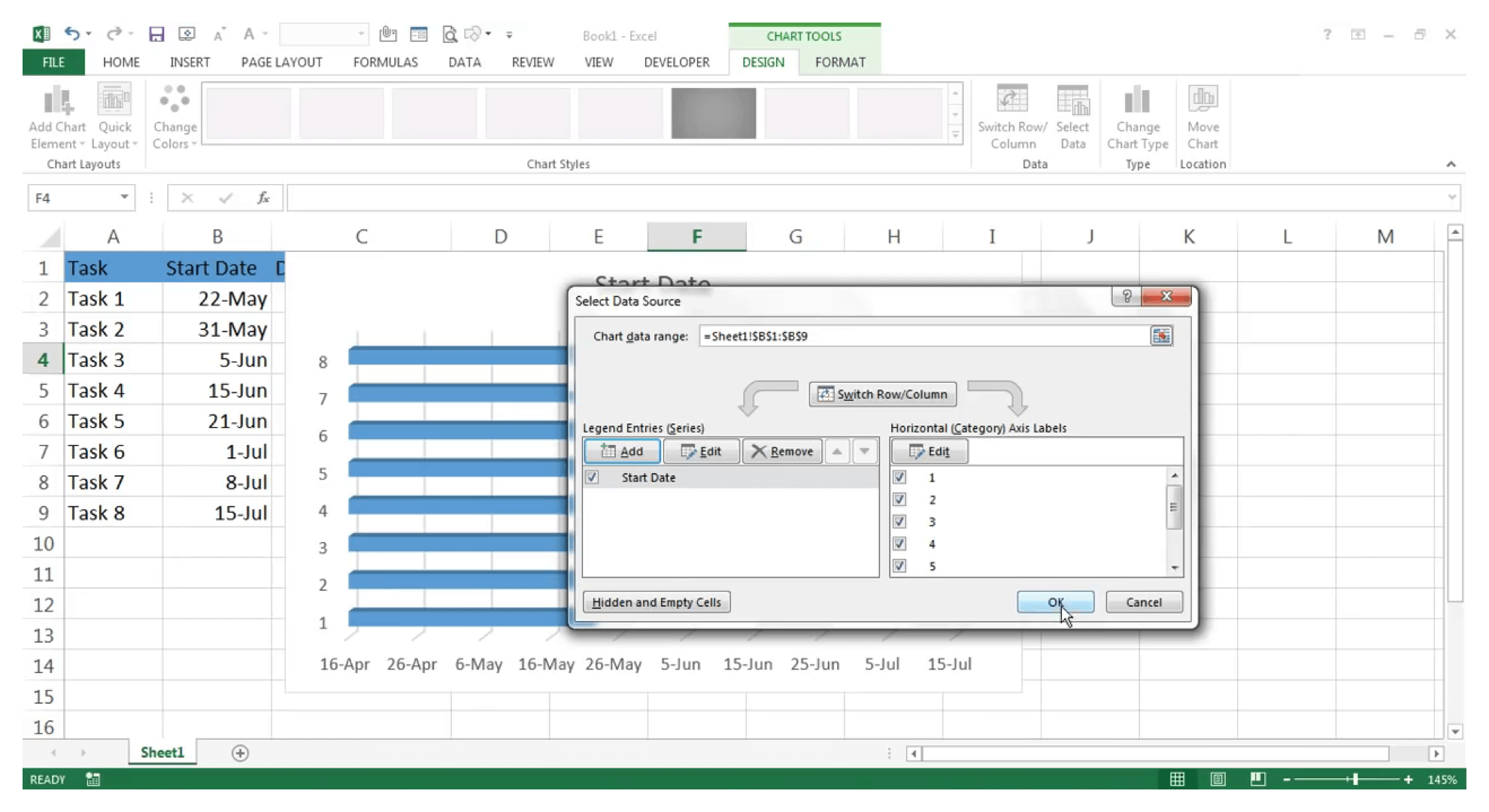 Create Gantt Chart in Excel