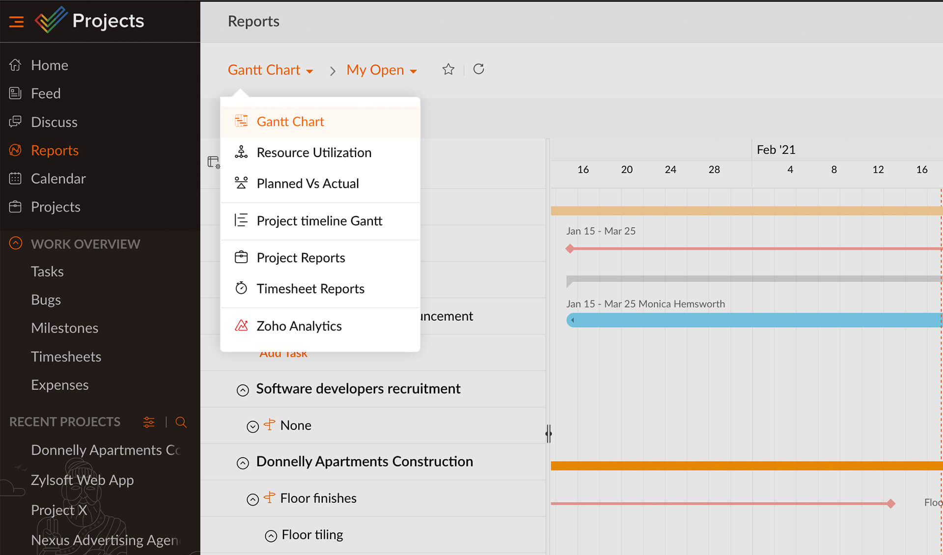 Transform the way you do reports with an intuitive project reporting tool like Zoho Projects!