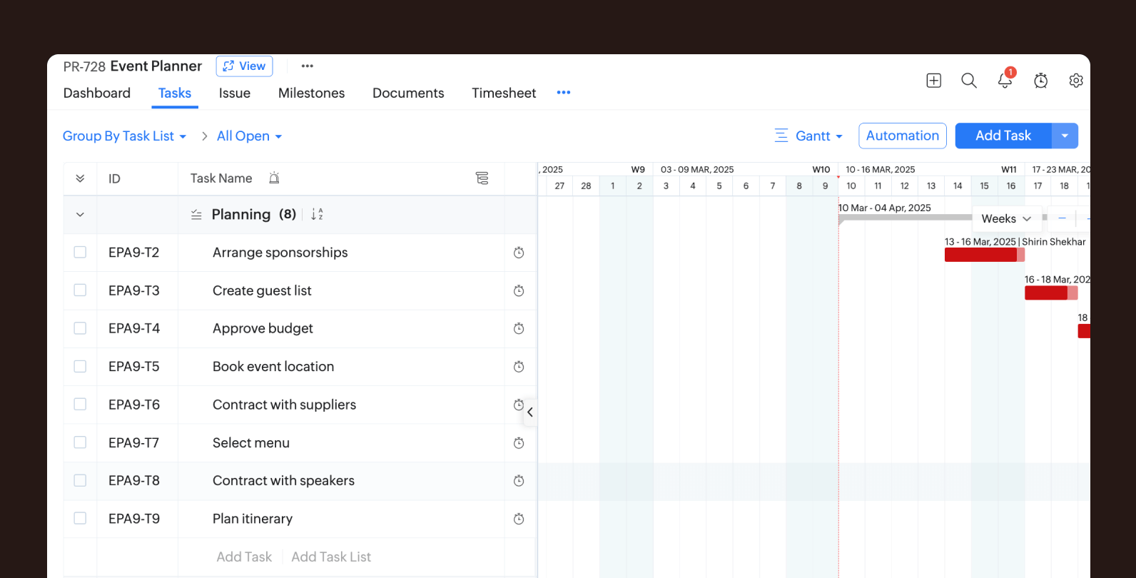 Your event planning checklist template is now ready to be used.