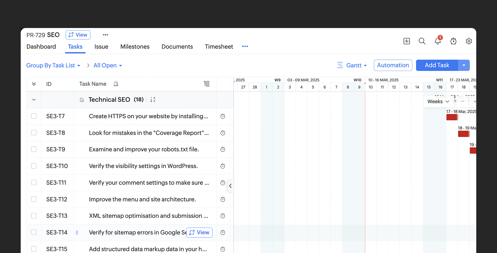 Your SEO project plan template is ready for use.