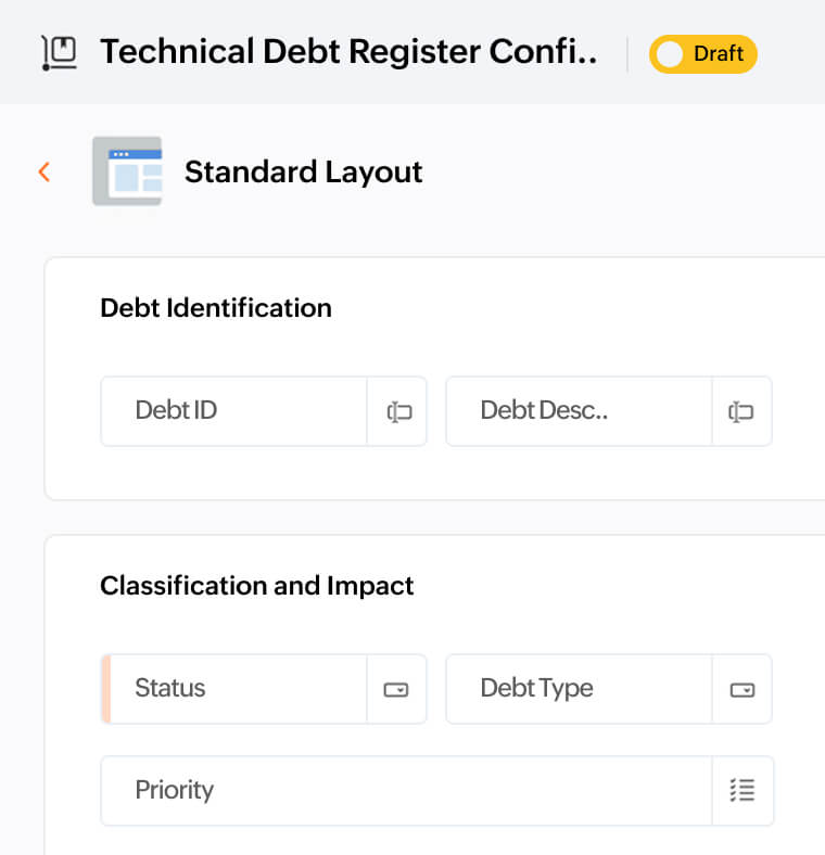 Technical debt register module