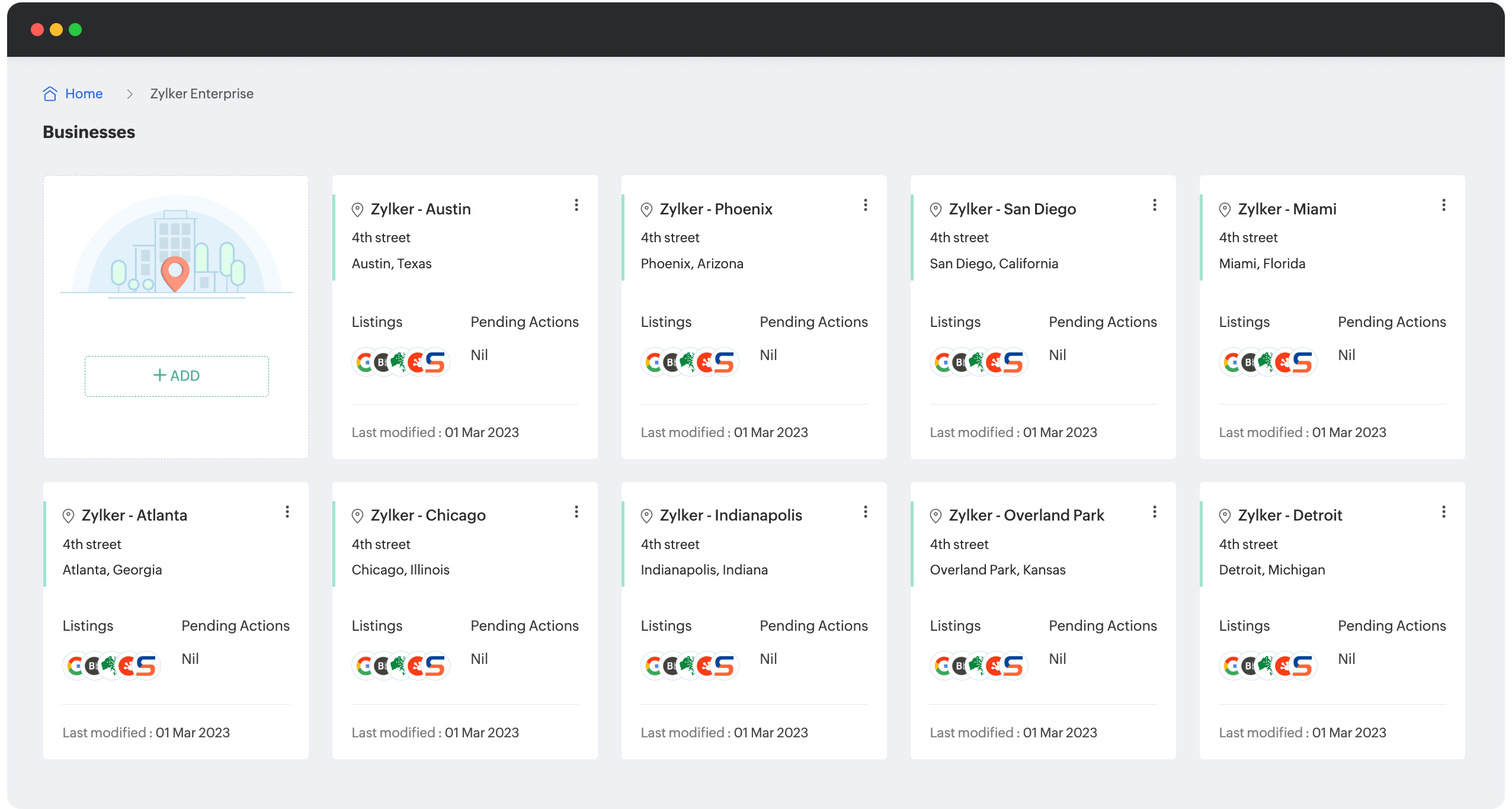 Manage multiple locations