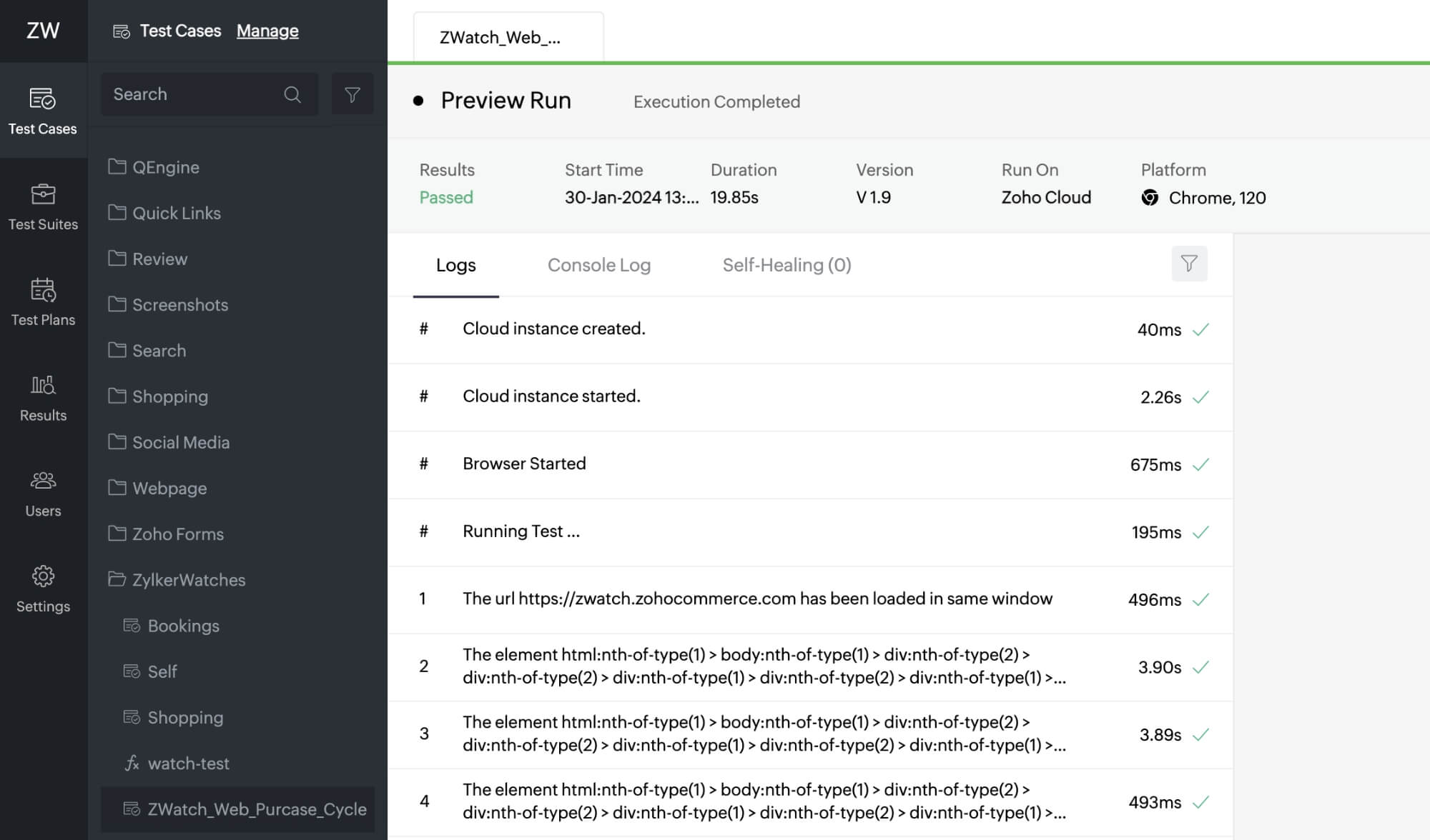 Ecommerce testing with Zoho QEngine