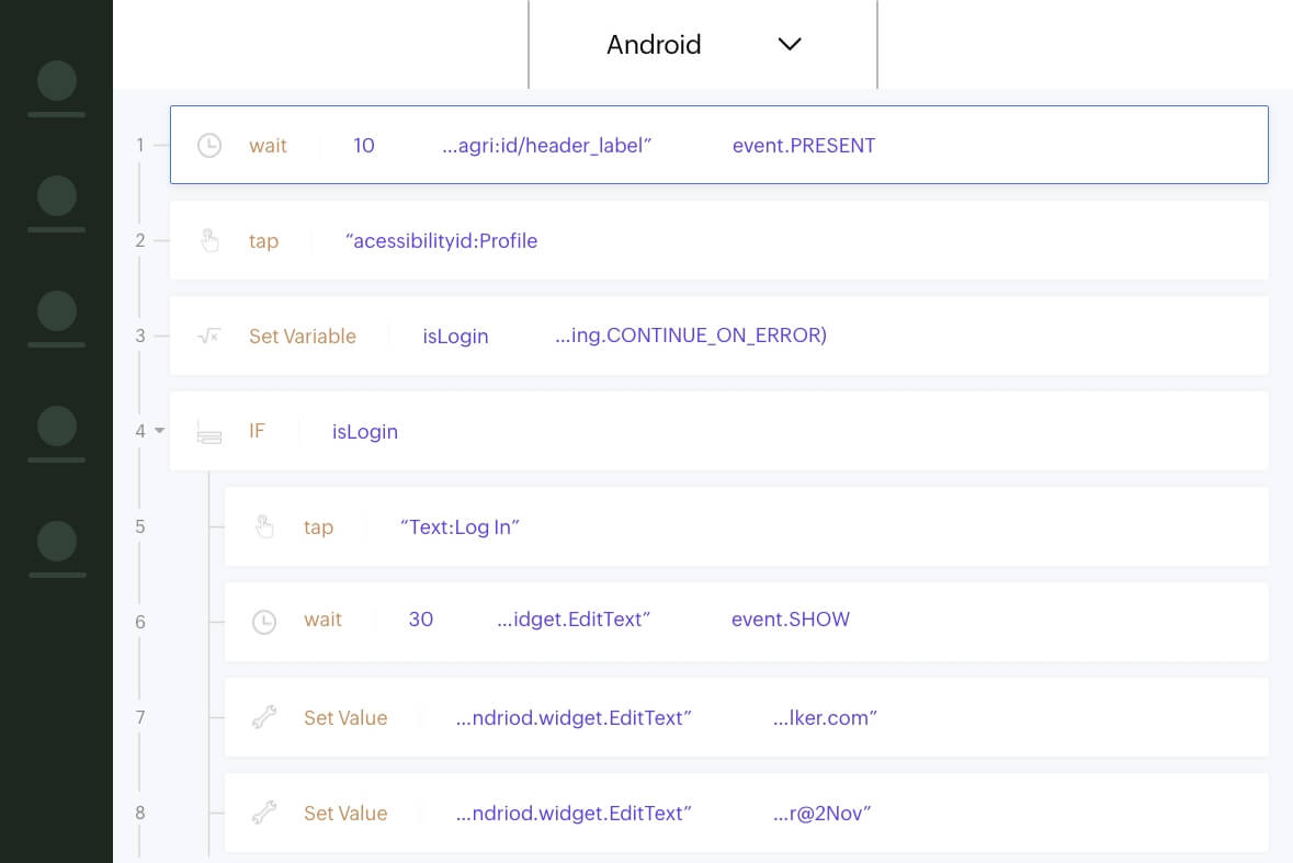 Low-code and no-code features for testing