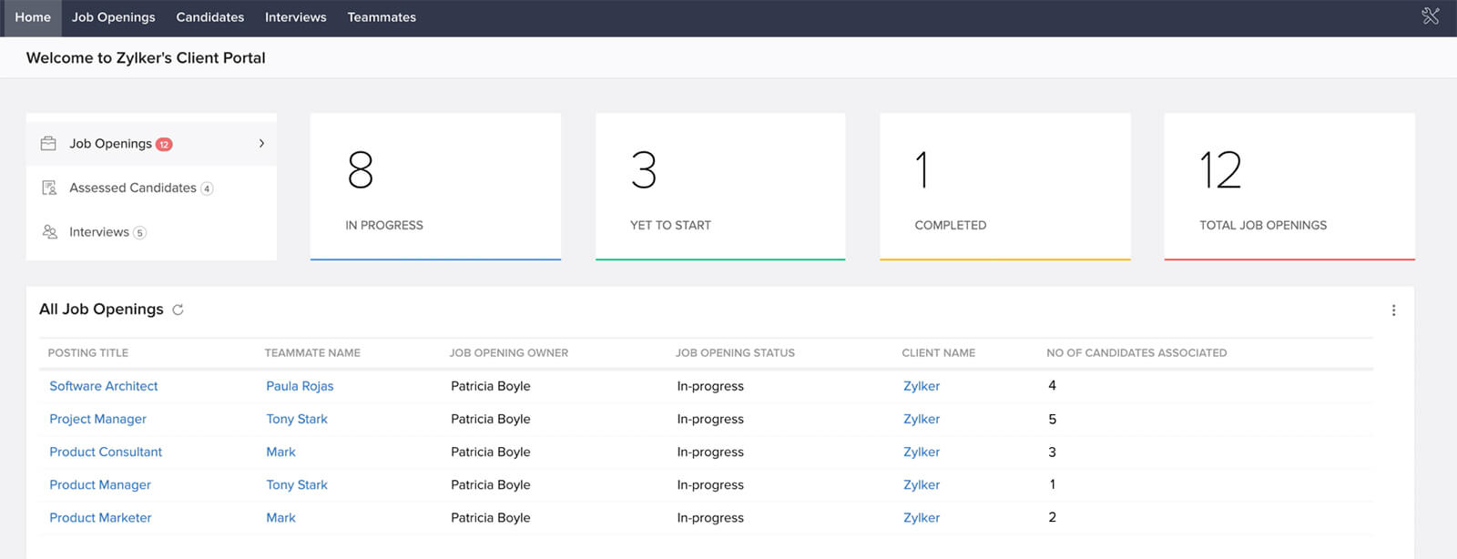 Client Portal - Candidate Tracking System - Zoho Recruit
