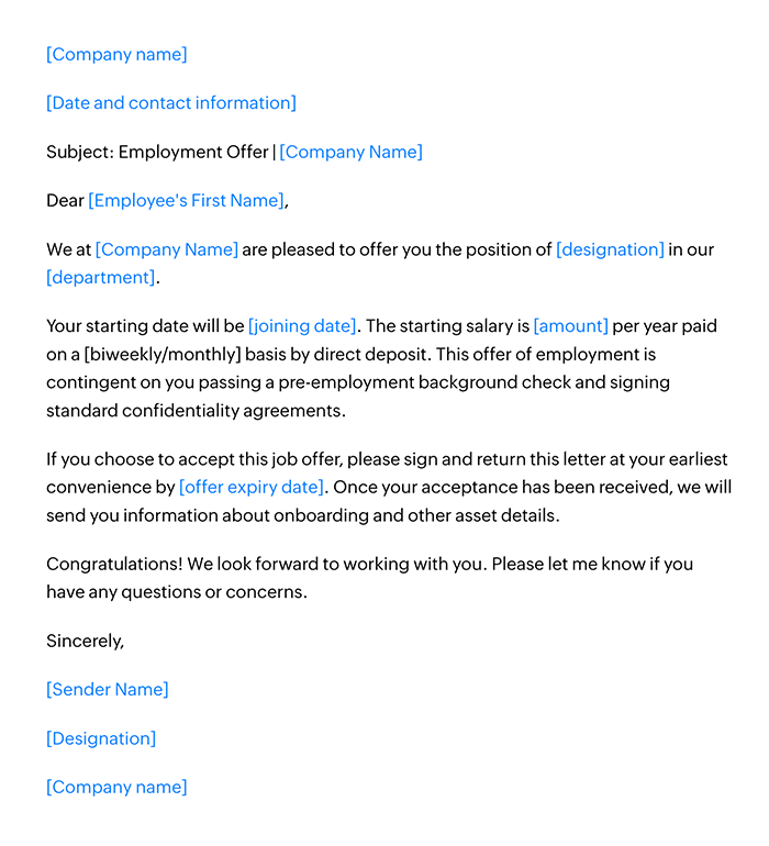 Employment Offer Employment Offer