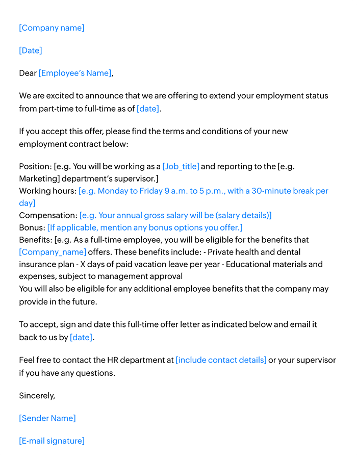Part time to full-time Part time to full-time