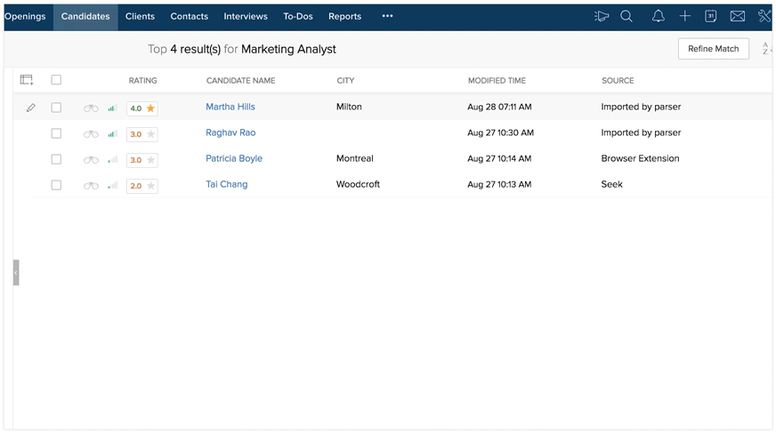 Semantic Search - Candidate Tracking System - Zoho Recruit