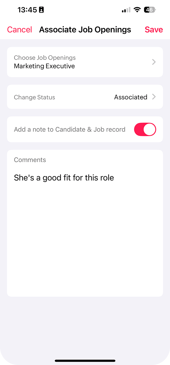 How to assign candidates to job openings in the Zoho Recruit mobile app