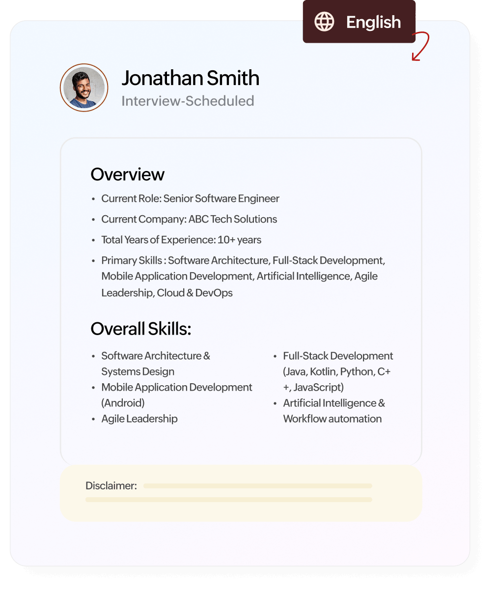 AI profile summary in English