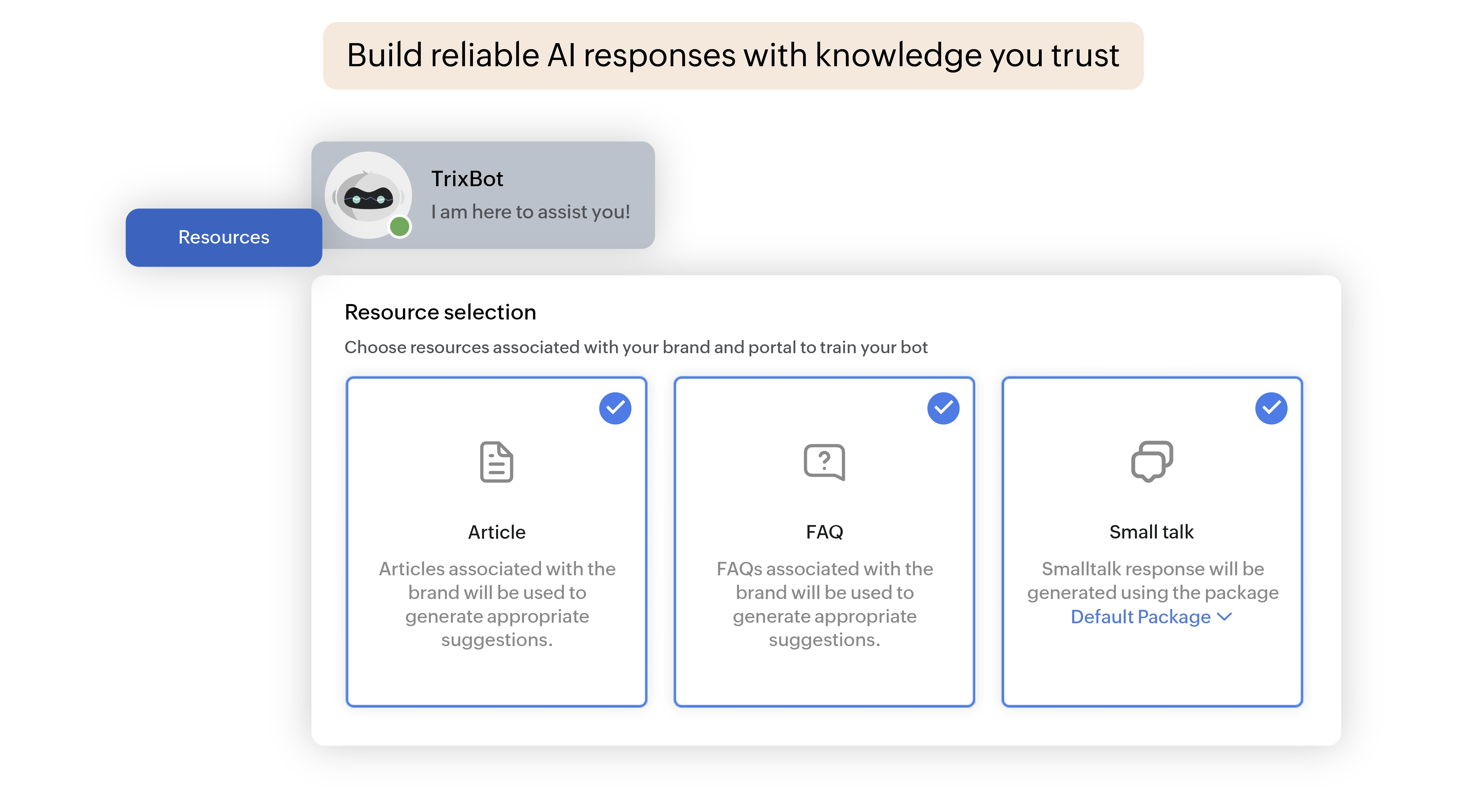 Train your AI bot with resources