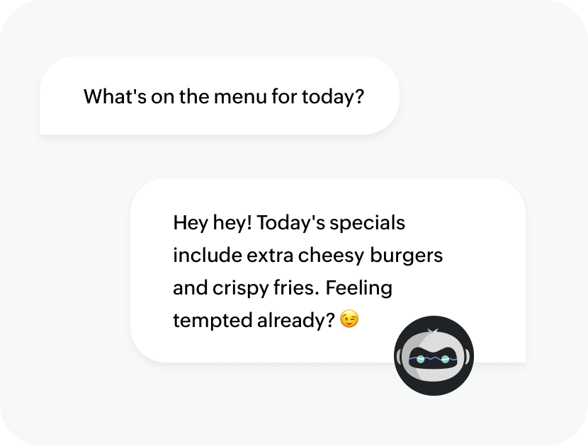 Restaurant menu in live chat software