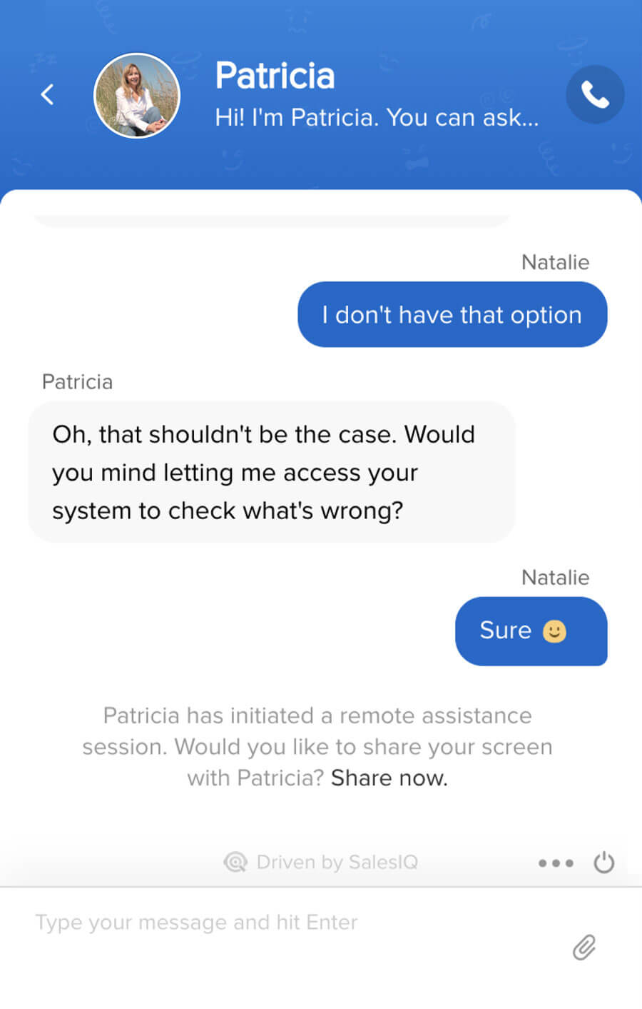 Live chat support software with screenshare and remote access