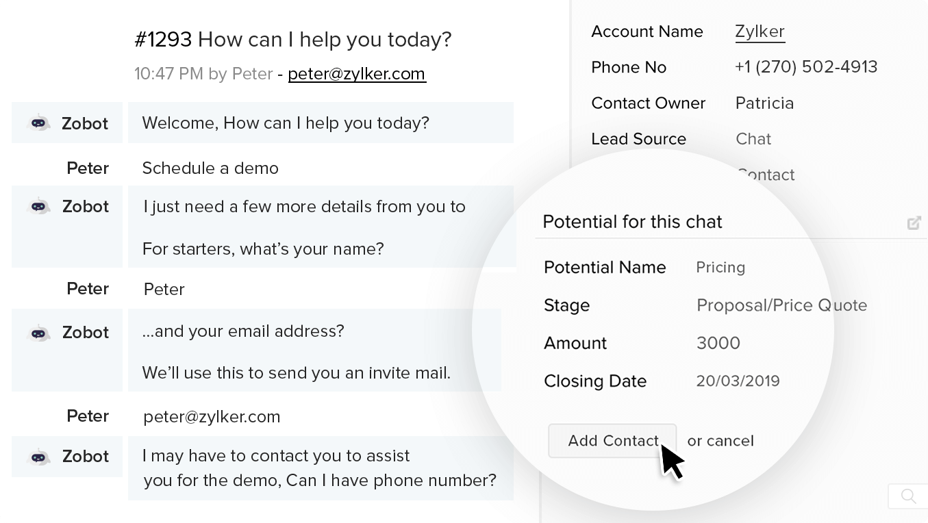 Zoho CRM with live chat integration