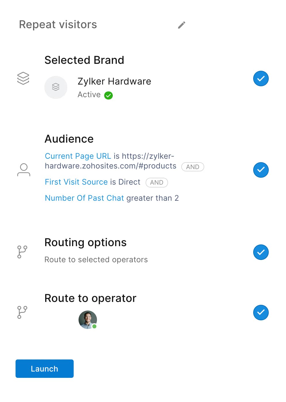Chat routing rule being created