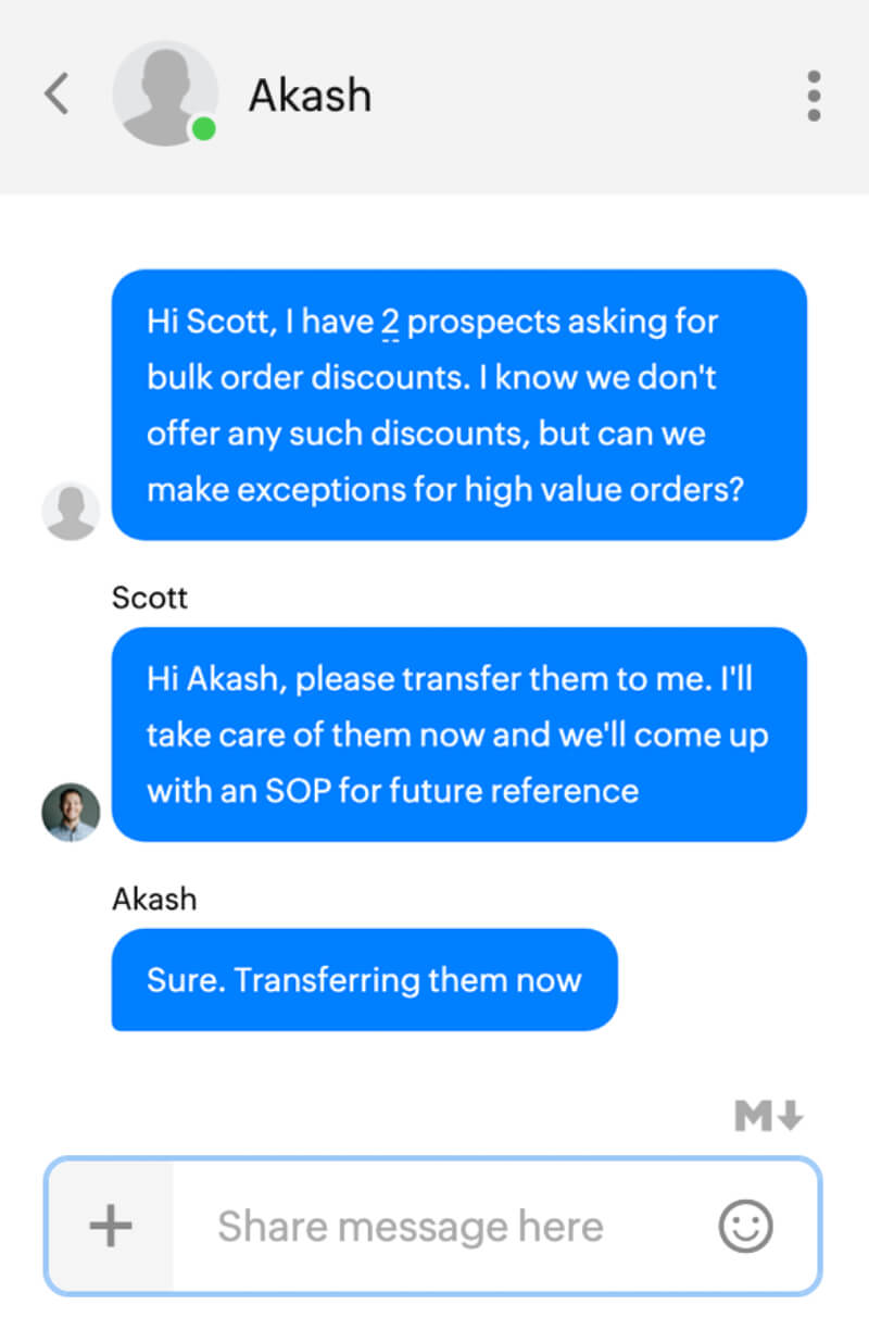 Agents talking to each other about an inquiry