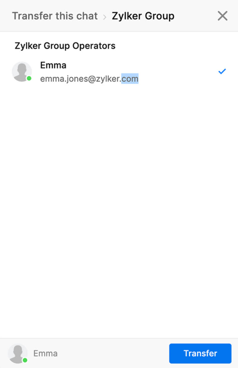 Chat transferred to another agent