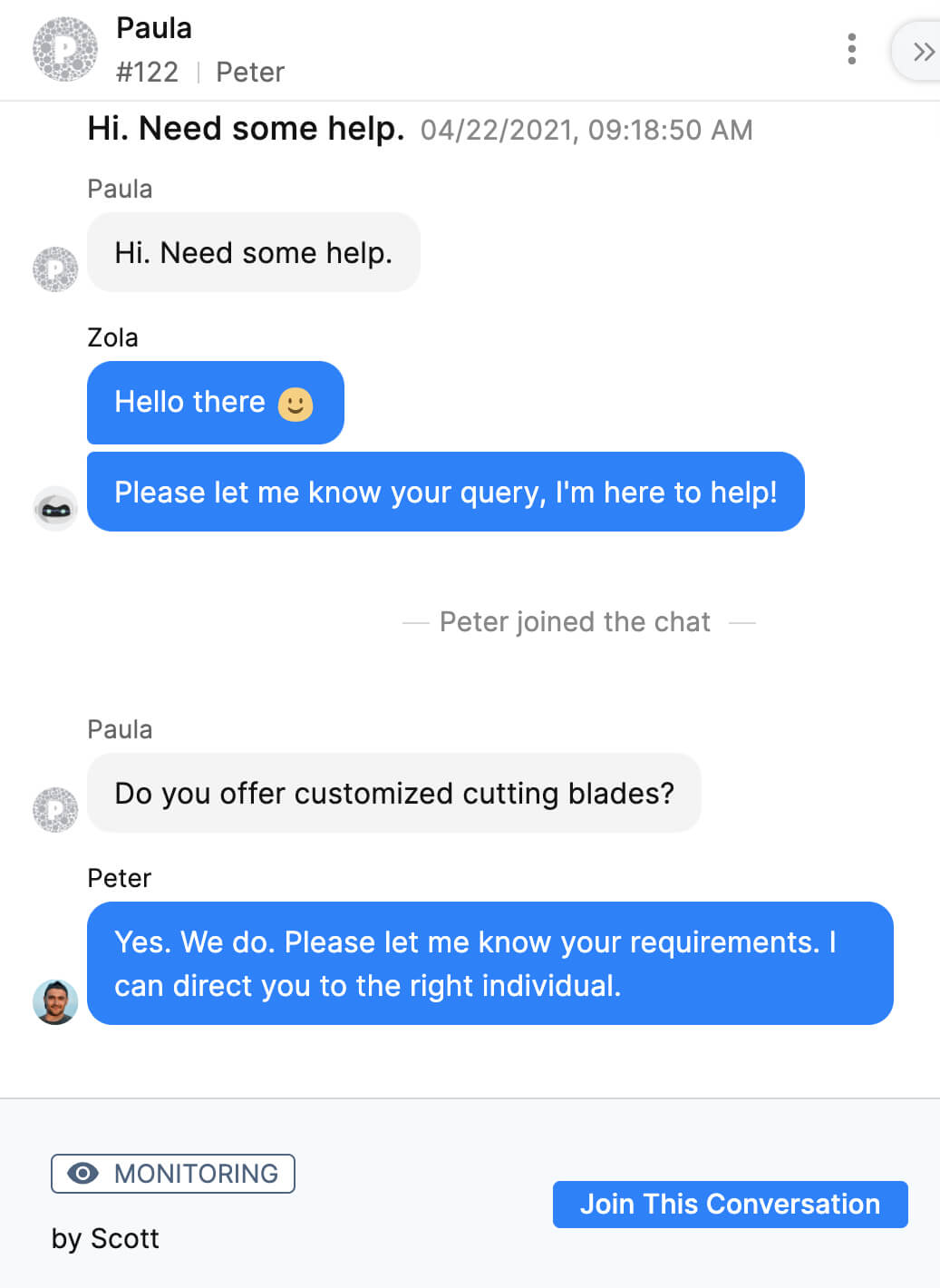 Supervise and monitor chats