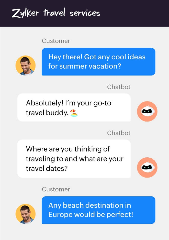 Travel agency live chat