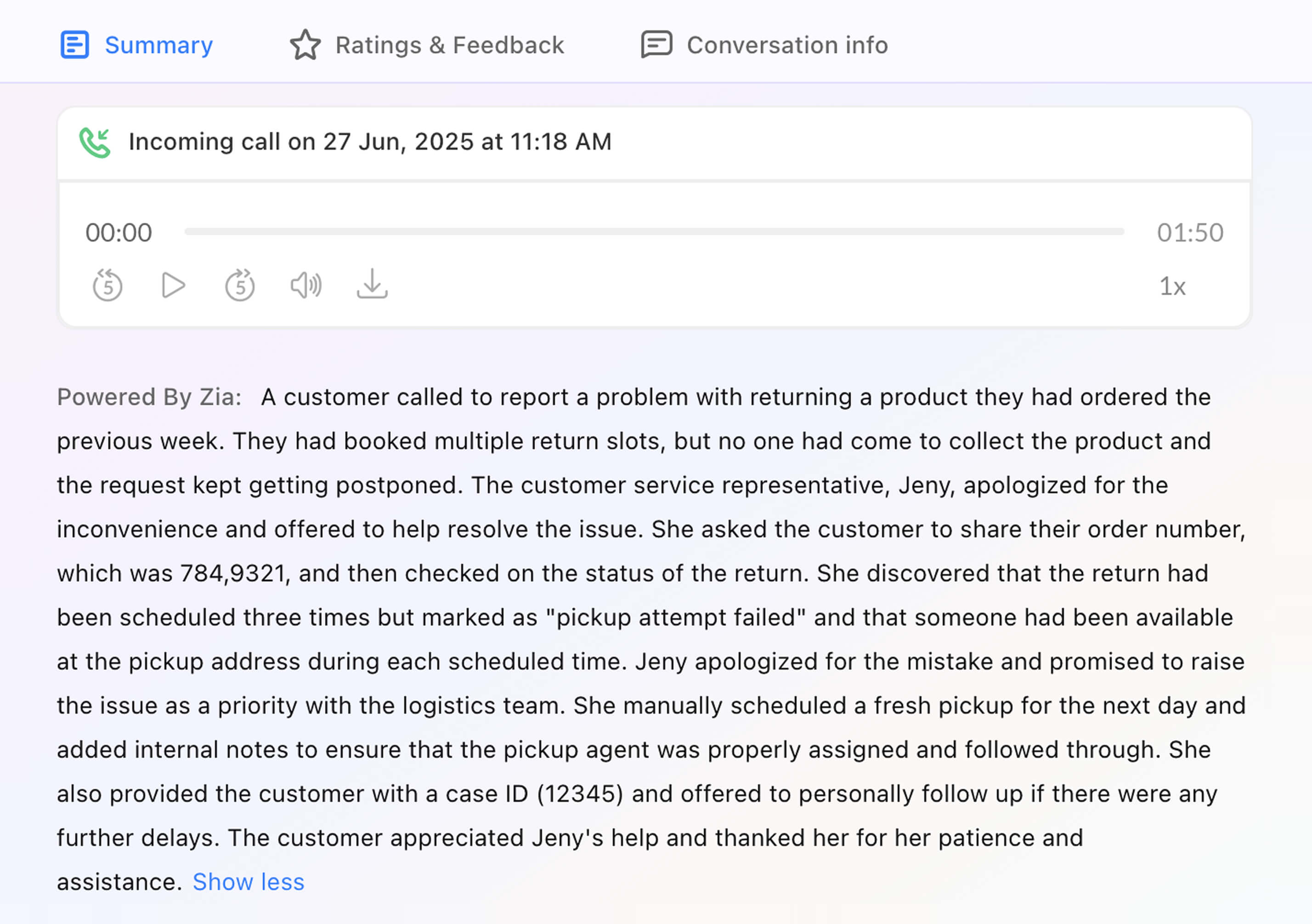 Get clear, concise chat and call summaries