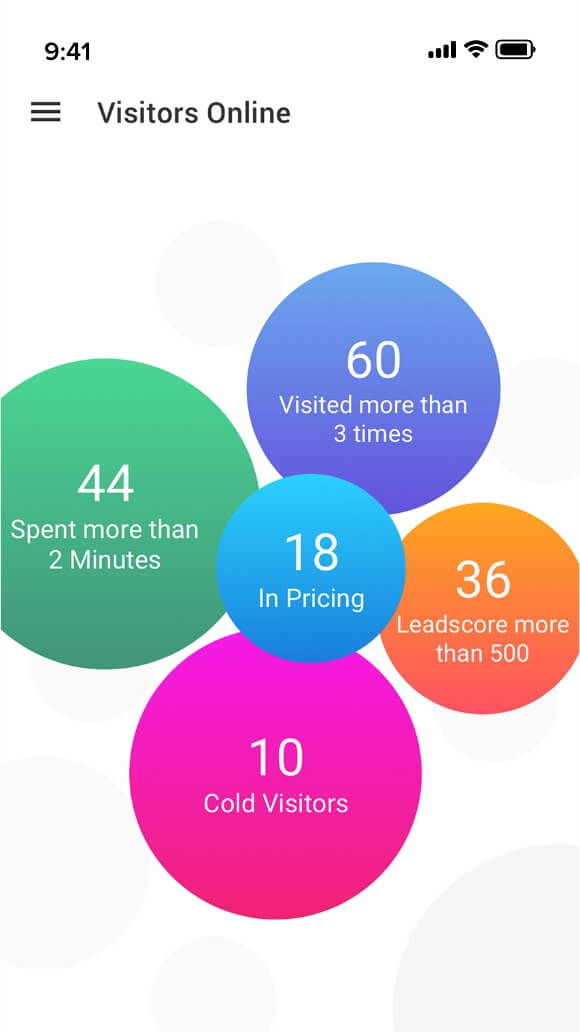 Live Besucherdashboard in der SalesIQ App