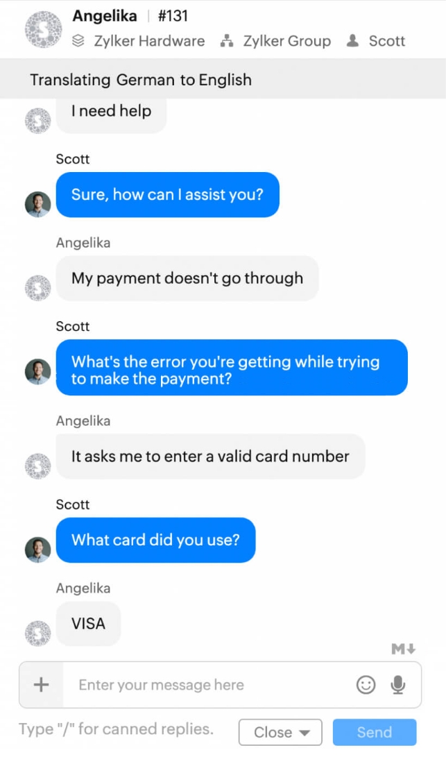 Converse in any language with our multilingual chat support