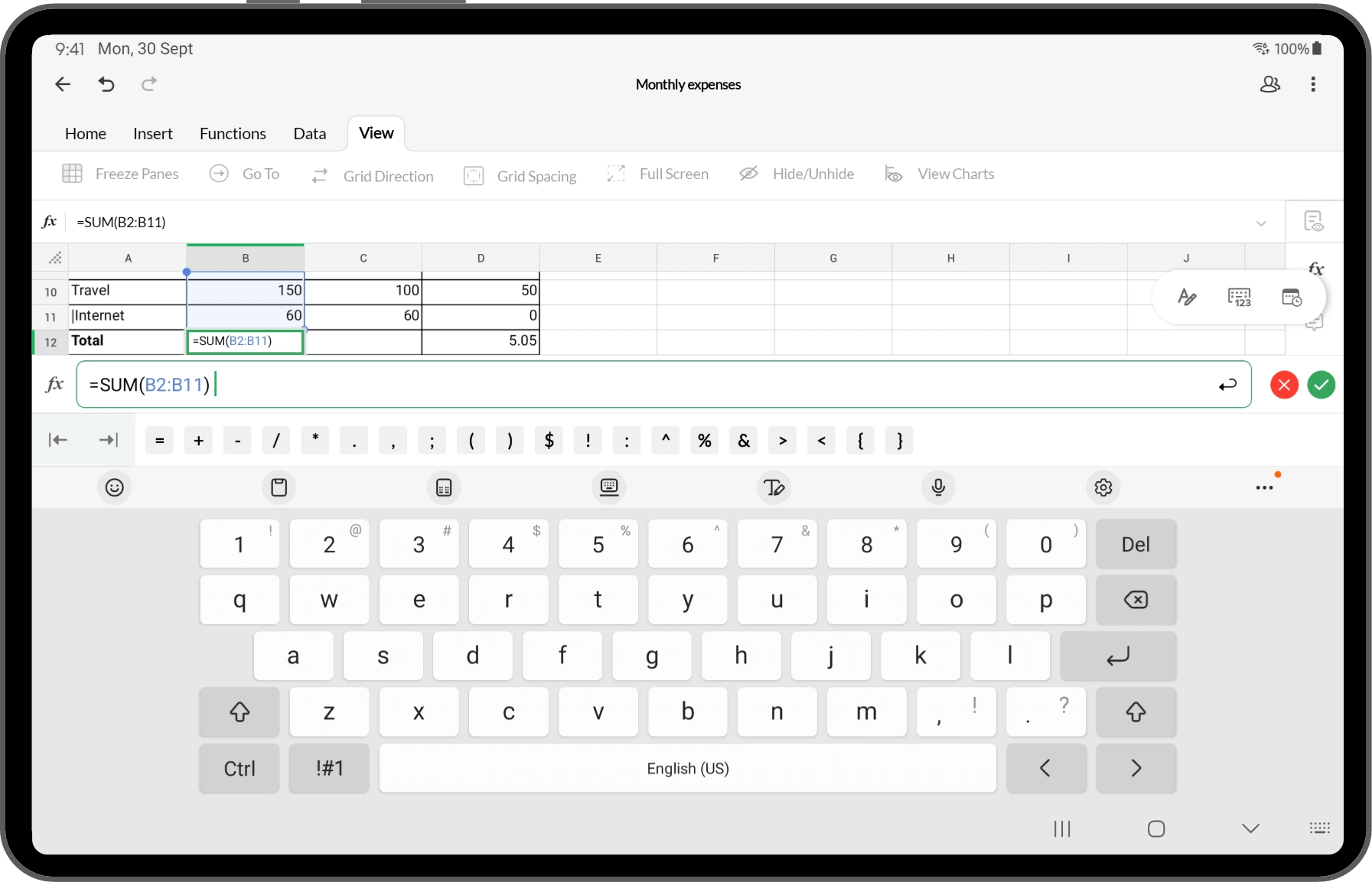 Image showing Zoho Sheet crunching numbers