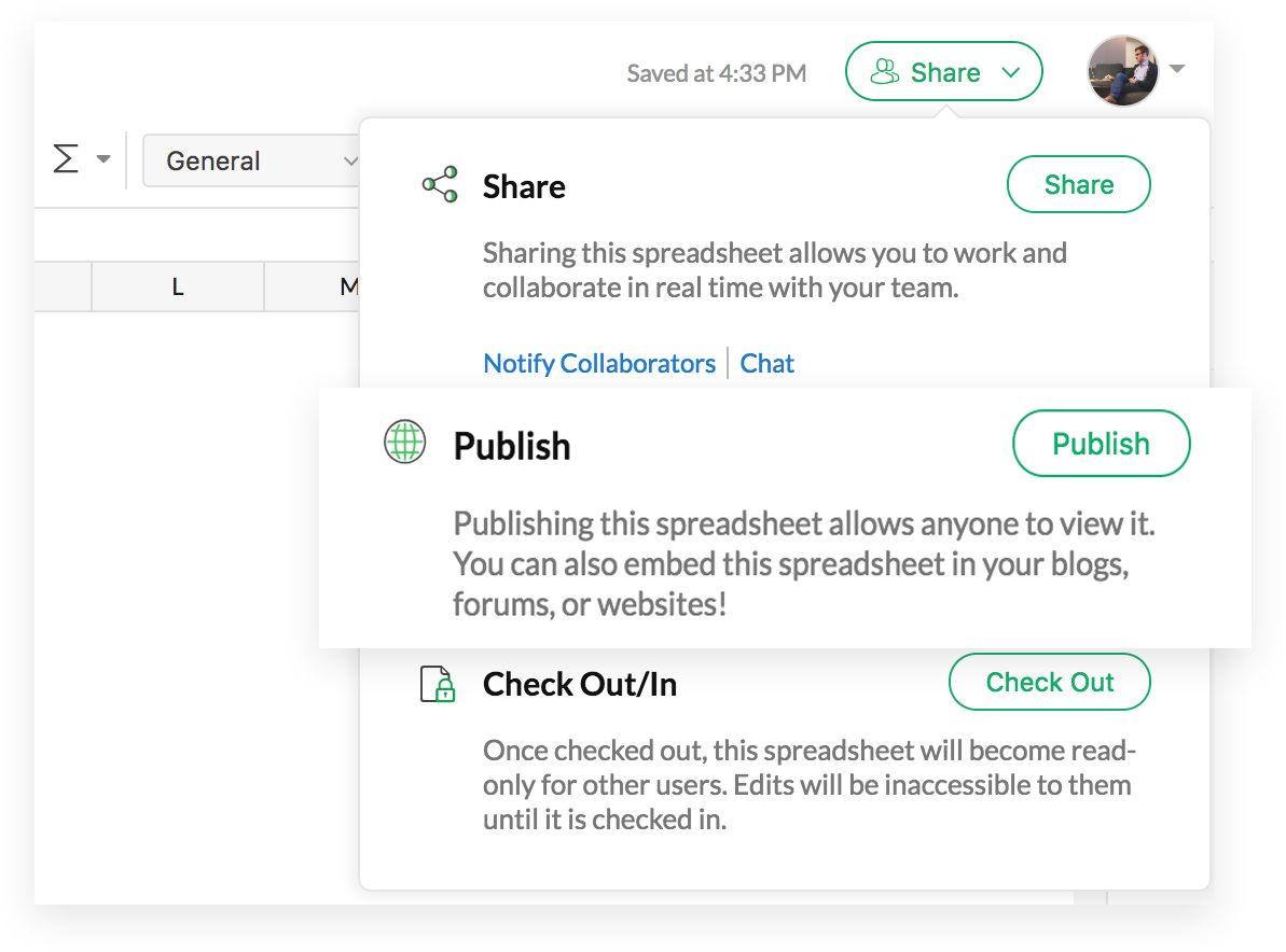 Publikasikan spreadsheet di Zoho Sheet