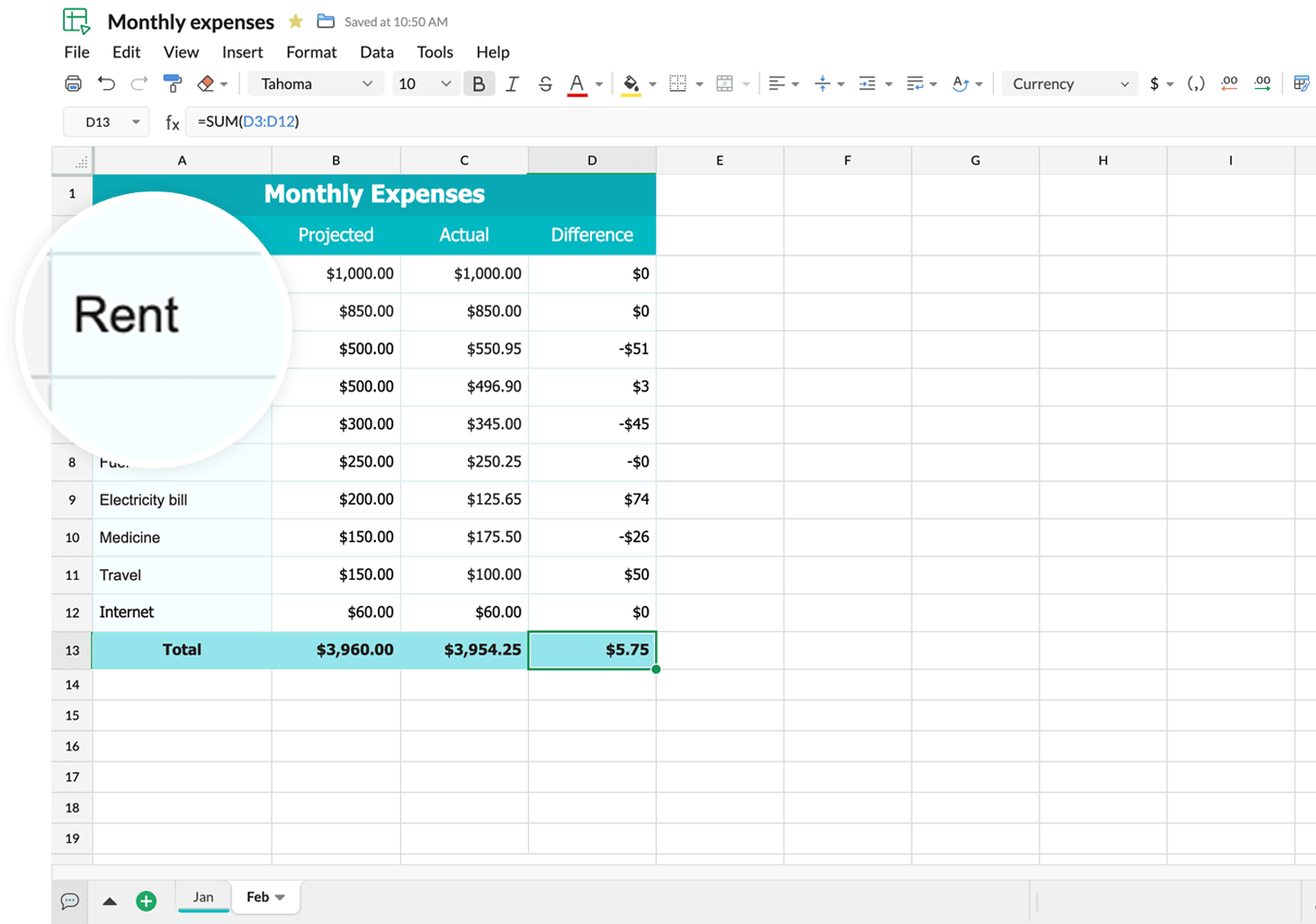 Spreadsheet nomenclature