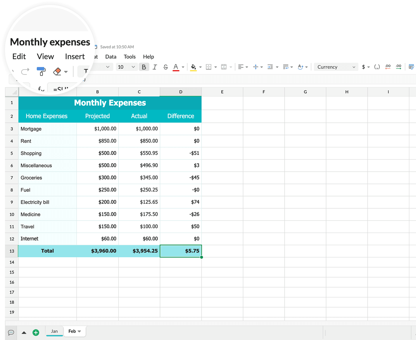 Spreadsheet nomenclature